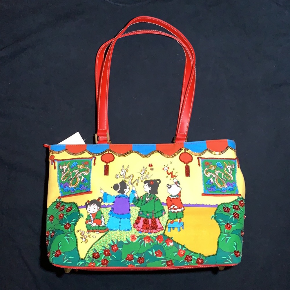 Embellished boutique handbag Asian inspired dragon NWT